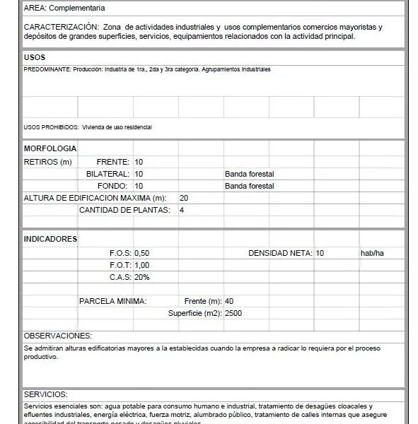Planilla Zonificacion